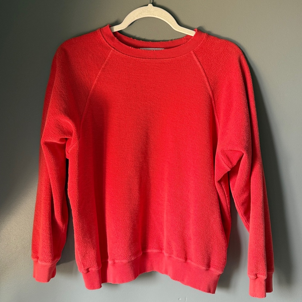 Daydreamer Solid Reverse Raglan Sweatshirt in Vintage Red